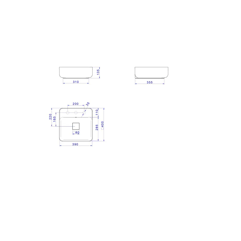 Cuba para Banheiro de Apoio Louça Quadrada - Imagem 2